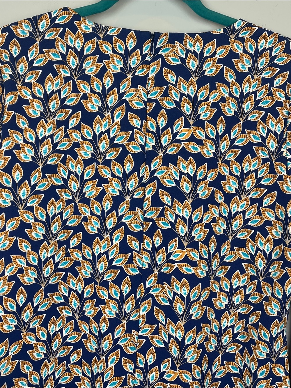 J. McLaughlin Catalina Cloth Sophia Peacock Feather Dress Size Large Navy - Picture 11 of 11